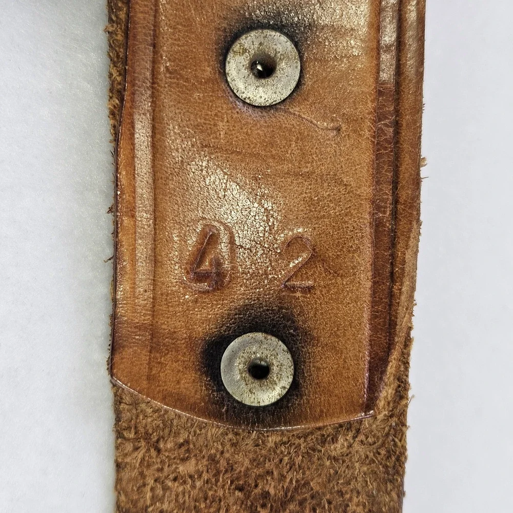 Vintage Tooled Leather Western Belt Mens 42 Boho Southwestern Removable Buckle